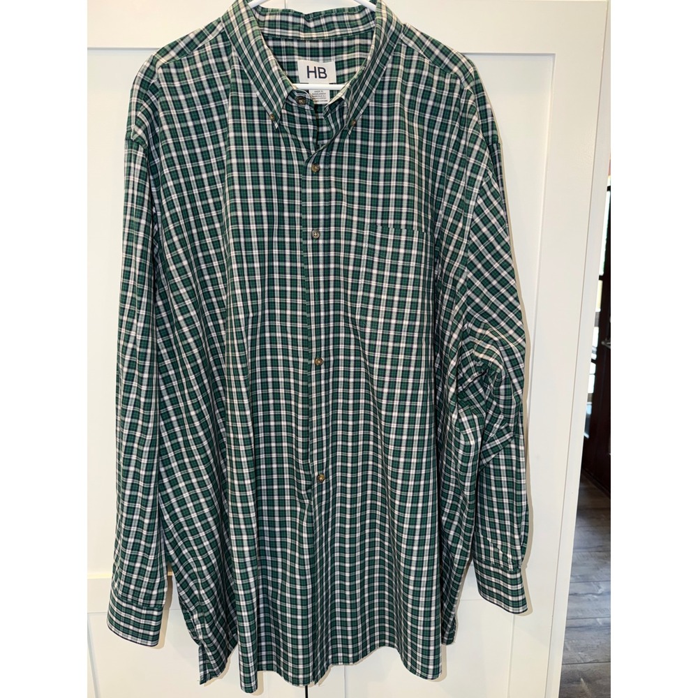 Harbor Bay Mens 4XLT Green Plaid Long Sleeve Button Down Shirt Big & Tall HB